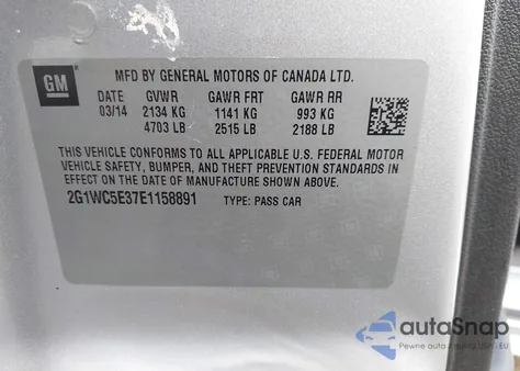 2014 Chevrolet Impala Limited Ltz z USA, uszkodzony, nr VIN 2G1WC5E37E1158891